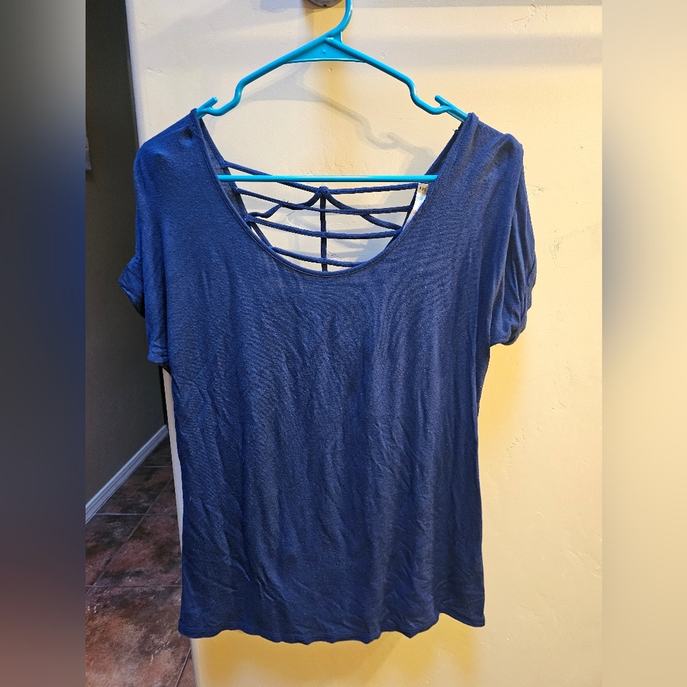 Heart & Hips Deep Blue Short Sleeve Top